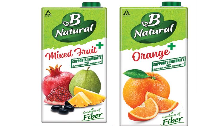 ITC's B Natural+ fruit and fiber beverages