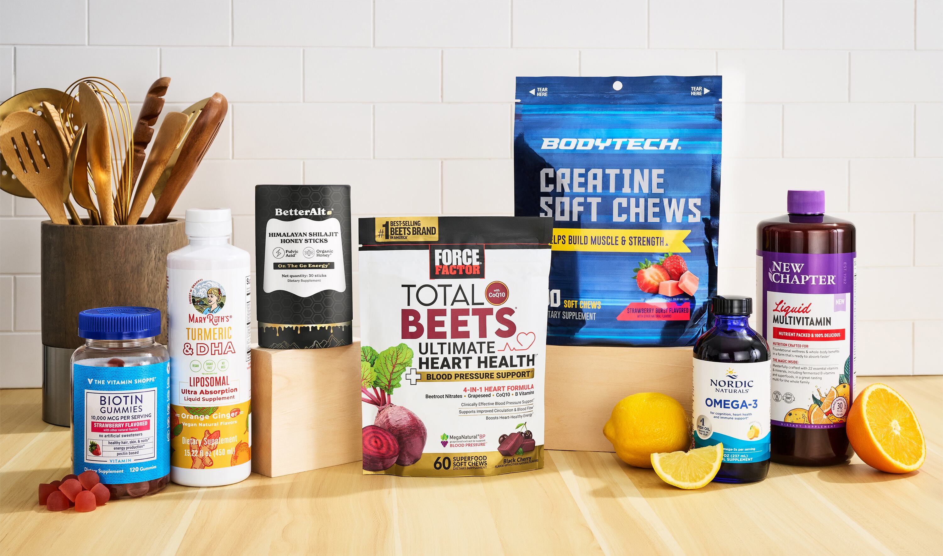A display of new delivery formats including liquids, gummies, beadlets and honey sticks.