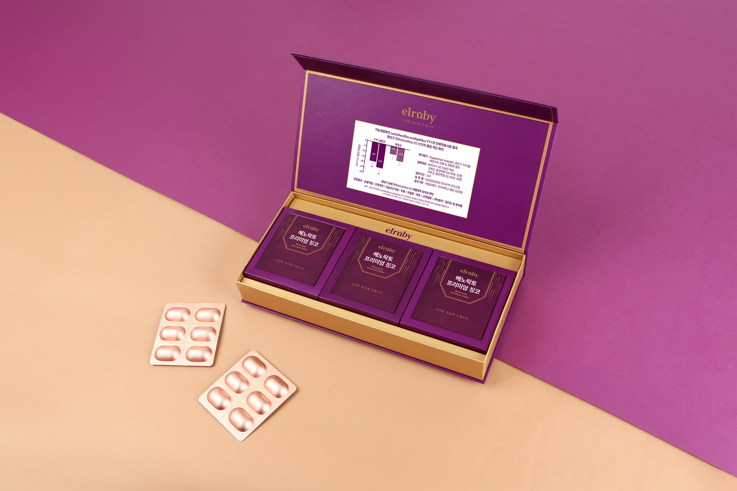 Elruby Menolacto is a probiotics for supporting women's menopausal needs.