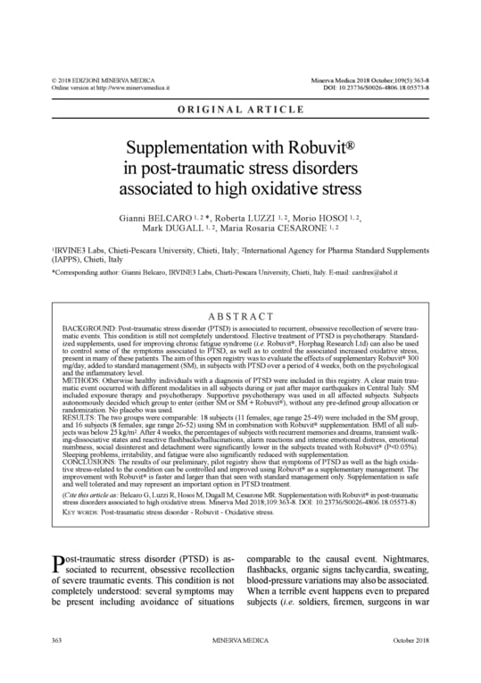 Robuvit® Shown to Improve PTSD Symptoms
