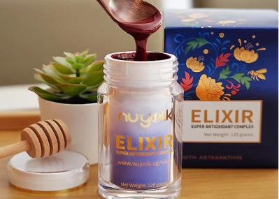 The Elixir is marketed to support general well-being, eye, cardiovascular and skin health. ©NuYolk/evejustfeed