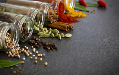 A picture showing jars containing dried spices and herbs. © Getty Images 