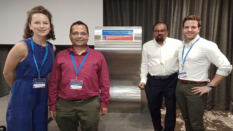 Key organisers of the inaugural ASEAN Nutrition and Food Science Network: (From left) Clinical Nutrition Research Centre's senior research fellow Dr Keri McCrickerd, research scientist Dr Sumanto Halder, director of CNRC Prof Jeyakumar Christiani Henry, and senior research fellow Dr Stefan Camps.
