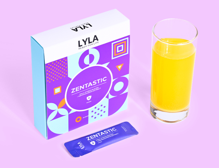 The latest addition is an anti-stress supplement formulated with Ashwagandha, Lactium and Suntheanine L-Theanine to reduce stress, help with sleep and relaxation and improves mental clarity. ©LYLA