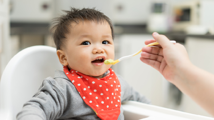 Complementary foods are usually introduced when a baby is six months old and this will continue until they turn three years old. ©Getty Images