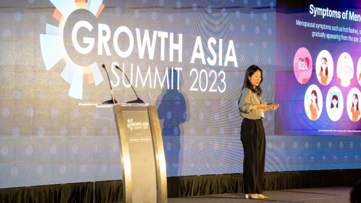 Mia Kim from Yuhan Care sharing her insights on the menopause category at Growth Asia Summit 2023.