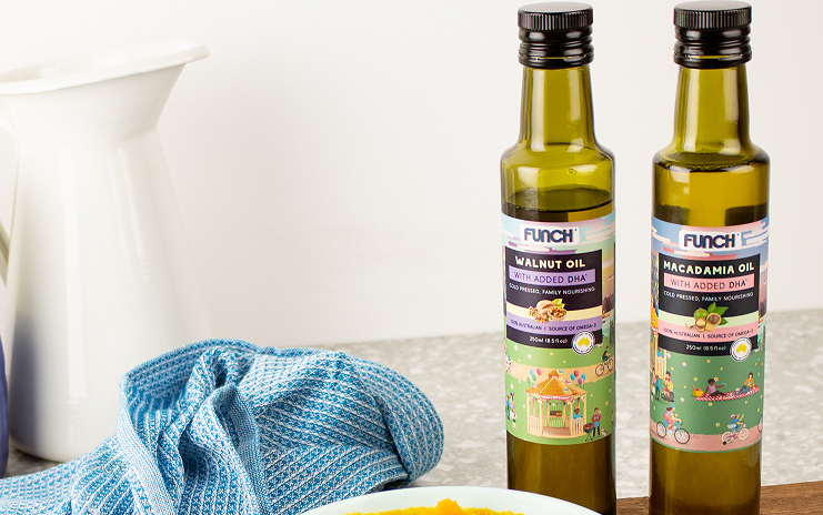 FUNCH's walnut oil and macadamia oil fortified with algal omega-3. © Forbidden Foods 