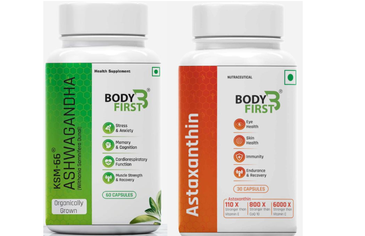 BodyFirst's ashwagandha and astaxanthin products. ©BodyFirst