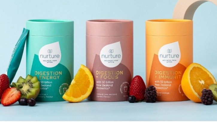 Digestion + Immunity, Digestion + Energy and Digestion + Focus powdered probiotic drinks by Nurture © Nurture