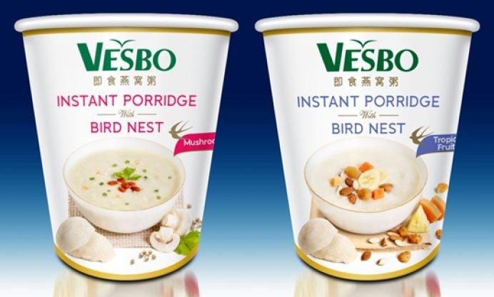 Malaysian firm Vesbo is hoping to target major halal markets with its functional instant porridge containing bird’s nest and collagen ©Vesbo