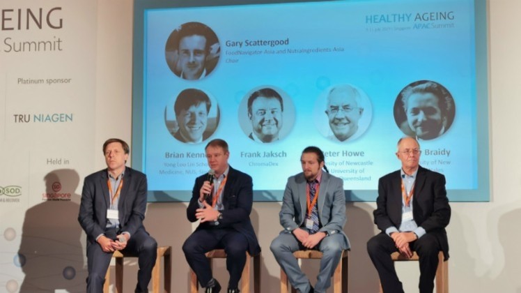 (L-R) Dr Kennedy, Jaksch, Dr Braidy and Professor Howe speaking to the audience during the Healthy Ageing APAC Summit 2019.