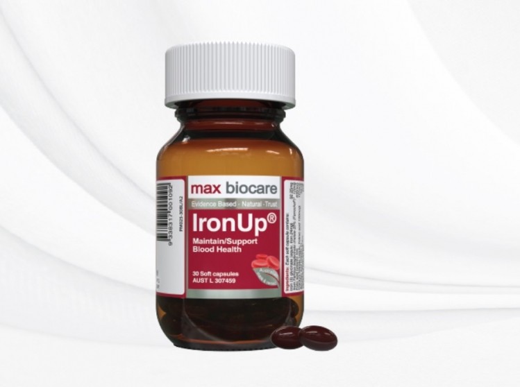 Max Biocare's IronUp supplement to support blood health and circulation. ©Max Biocare 