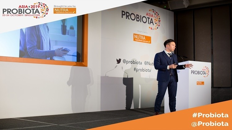 BioGaia's regional manager and office head in APAC, Hok Ting Yau, speaking at the Probiota Asia summit. 