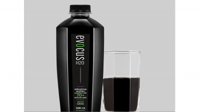 Evocus is a black alkaline water produced by A.V. Organics.  © A.V.Organics 