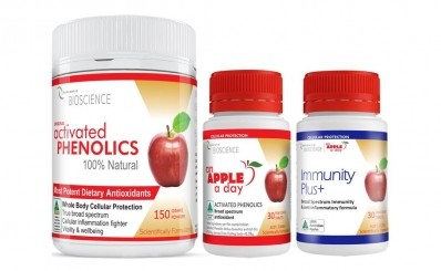 In Australia, Immunity Plus+ (far right) is now available on Renovatio’s online store, as well as more than 1000 Woolworths supermarkets ©Renovatio